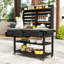 Banc de rempotage d'extérieur en bois de sapin avec plateau en acier inoxydable, rangement et support supérieur réglable-1159801548