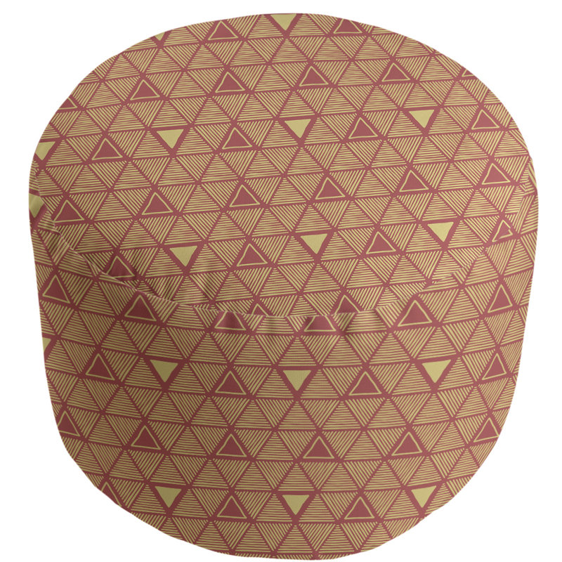 Upholstered Pouf, Red/Yellow