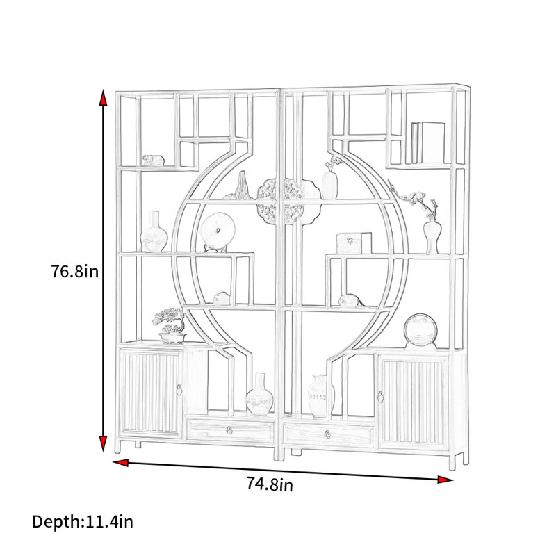 Chinese Minimalist Retro Style Bookcase