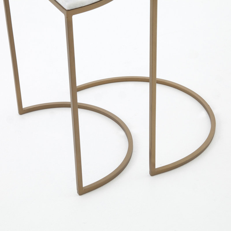 Ane Marble Nesting End Table, White Marble, Gold