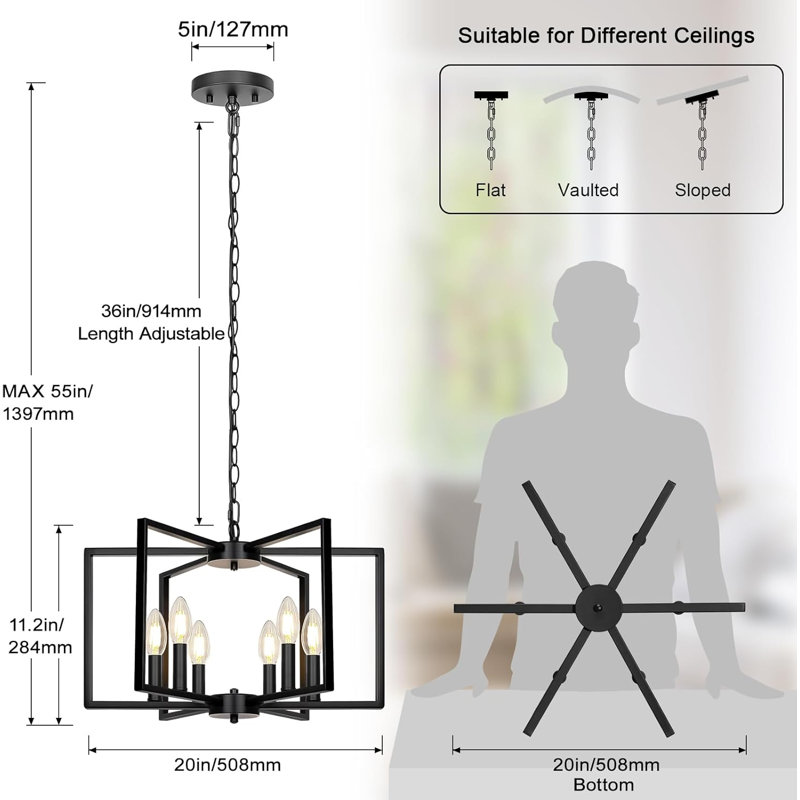 6 Light Geometric Dining Room Light Fixture