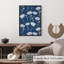 Motif floral bleu marine, fleurs III, chalet sans cadre