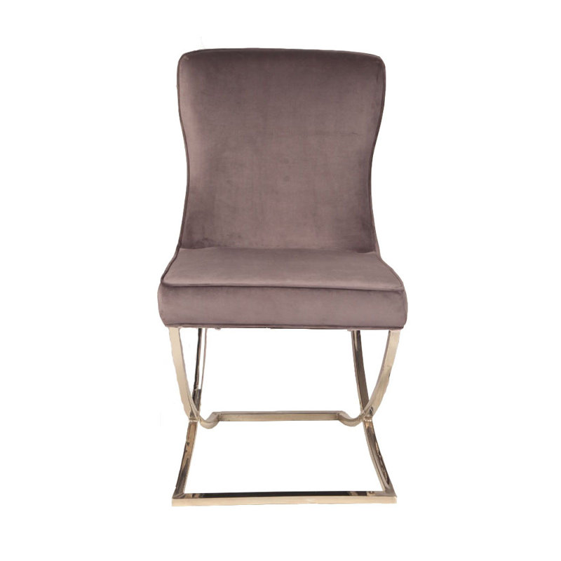 Chaise d'appoint rembourrée en velours, Gris foncé