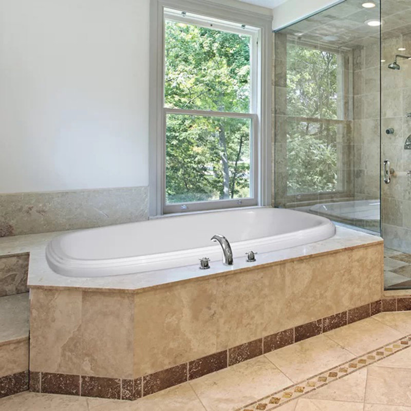 Sylvia 66'' L Soaking Bathtub, Biscuit, Polished Chrome