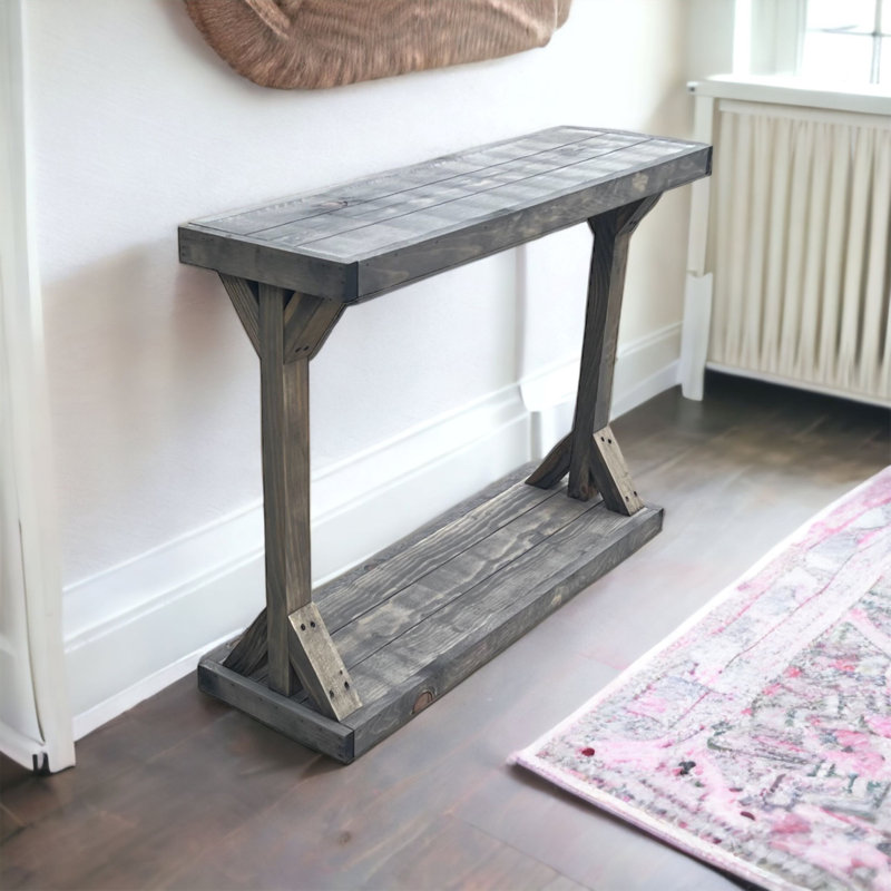 Solid Wood Console Table, Gray, 29" H x 35.5" W x 10.75" D