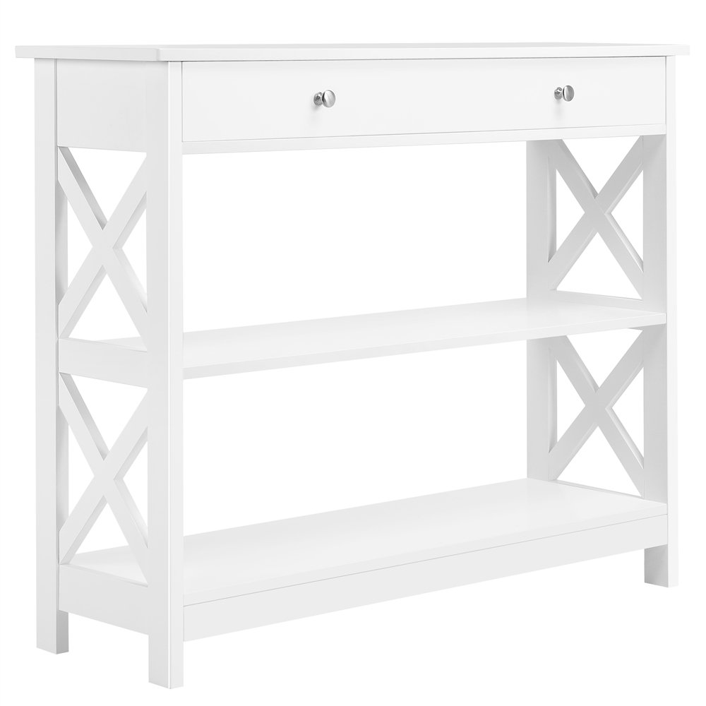 3 tier store console table white