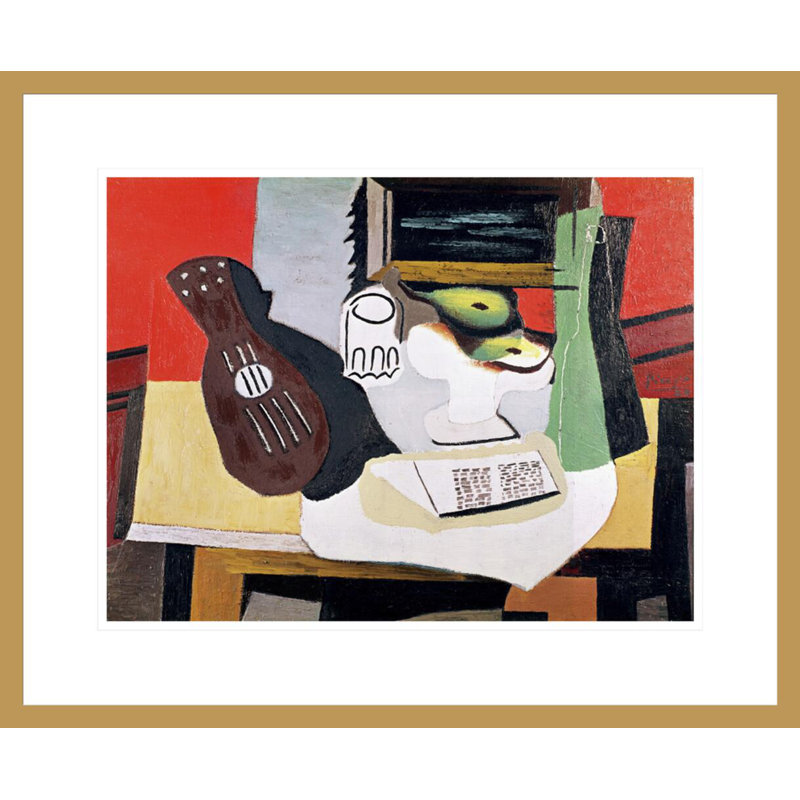 Nature morte avec une guitare par Pablo Picasso, impression giclée sur cadre, H 17,75 po x l 21,63 po