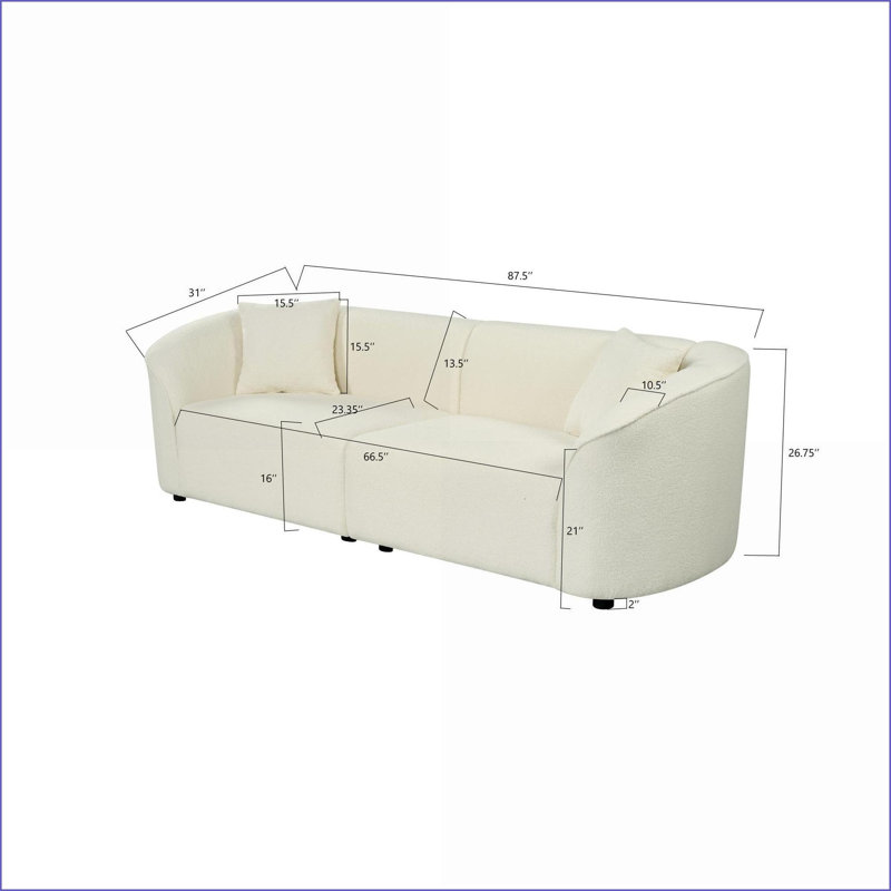 Canapé de salon incurvé contemporain de 87 po Sofas | Beige | Boucle, Beige