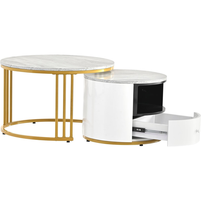 Aloisius Frame Coffee Table with Storage, White