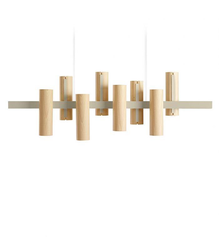 Black Note 8 - Light LED Pendant, Natural Beech, Matte Black, 2700K Bulb Temperature
