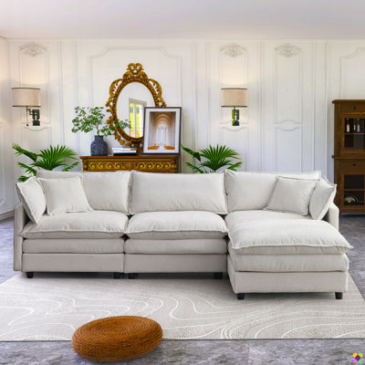 Aariketh 105"W Modular Chenille LAF RAF Sectional, Sofa Couch, 3 Seater