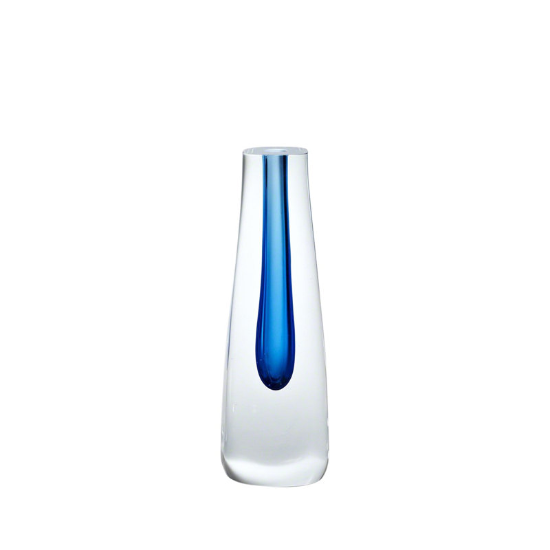 Hexagon Cut Glass Vase, 5" H x 5.75" W x 5.75" D, Cobalt