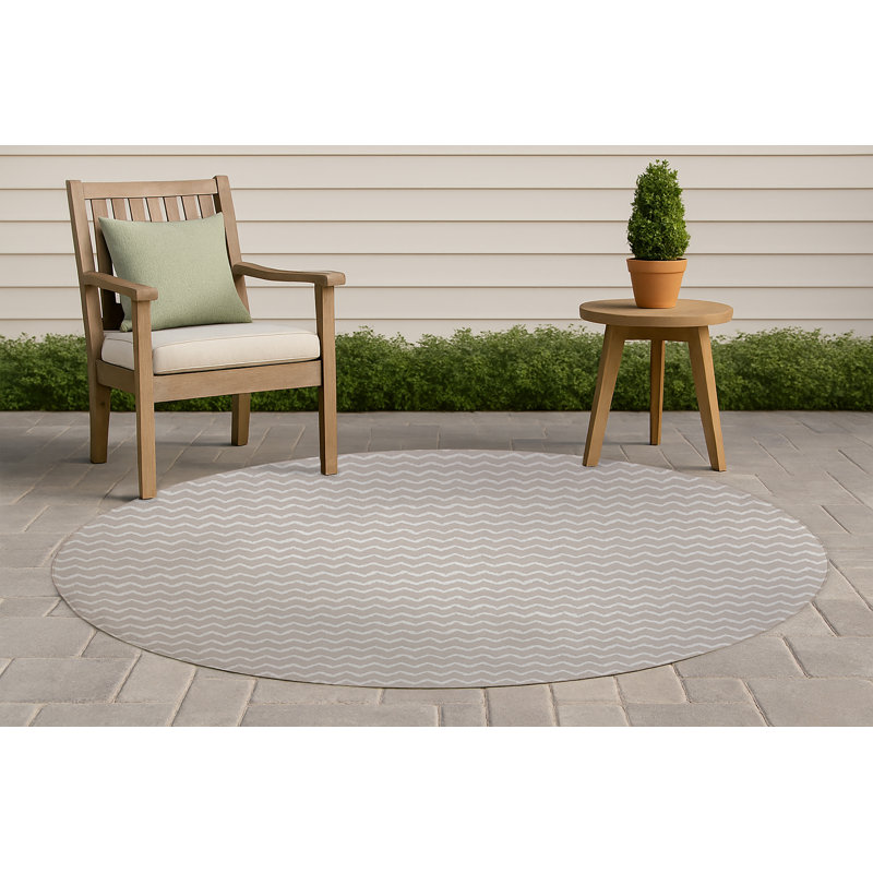 Tapis d'extérieur à motif de chevrons antidérapant, Rond 5 pi
