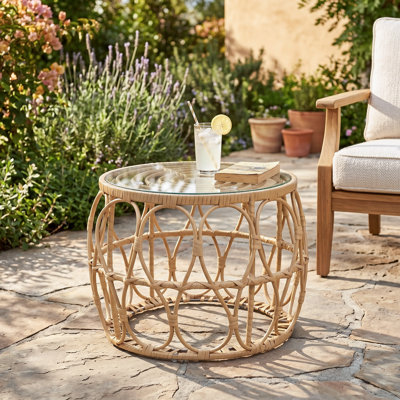 Amaliya Round Wicker Outdoor Coffee Table , 21.65'' in. W 21.65'' in. D
