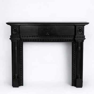 Regency Hand Carved Solid Wood Fire Surround, Black