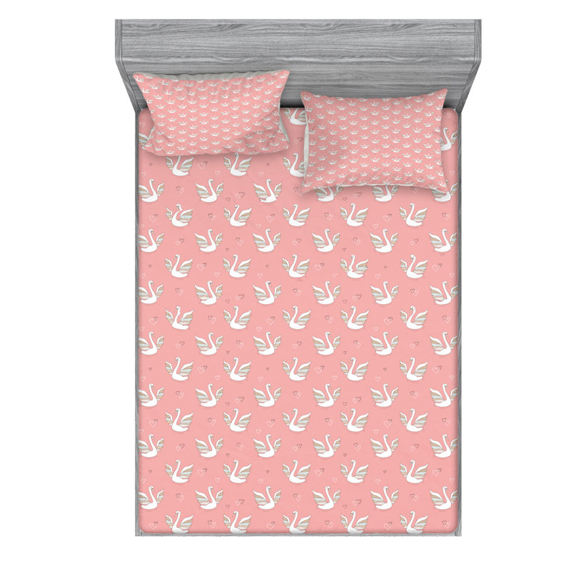 Microfiber Patterned Fitted Sheet, Full/Double Fitted Sheet with 2 Pillowcases