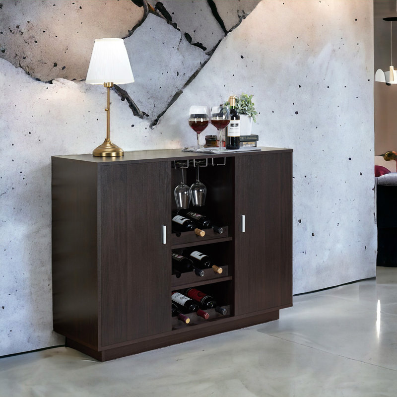 Armoire à vin 2 portes porte-bouteilles espresso