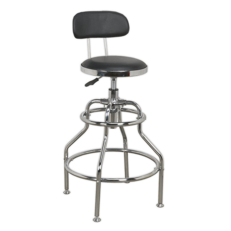 Adjustable Height Industrial Stool with Footrest