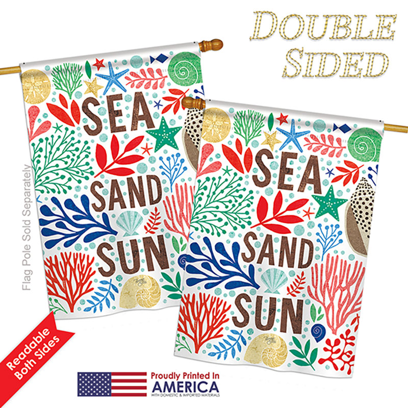 Drapeau de jardin en polyester à 2 côtés sea sable, H 28 po x l 40 po