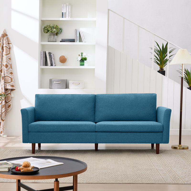 Cicero 204Cm Linen Flared Arm Sofa, Blue
