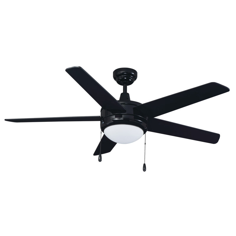 Crowe 50" 5-Blade Indoor Ceiling Fan, Black, Black