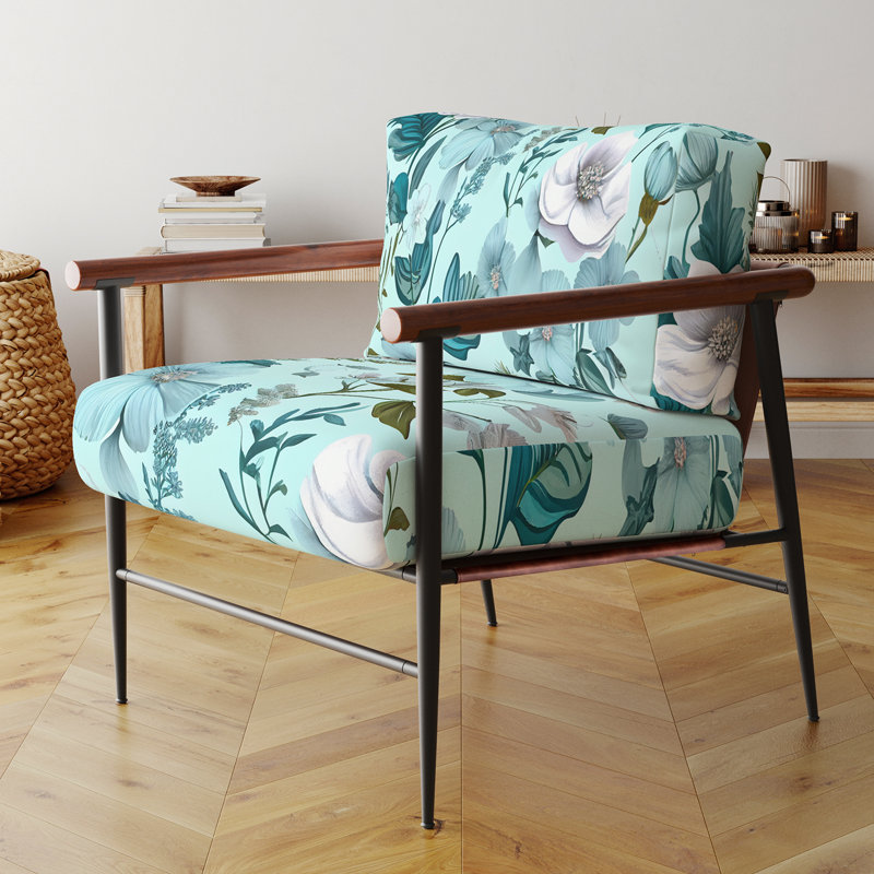 Crowne - Fauteuil rembourré à motif floral, Doré