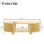 Table basse ovale cannelée avec rangement pour le salon, bois d'hévéa massif, 1 tablette et 2 portes de rangement ouvertes, naturel, 47 po-9053813-9053808