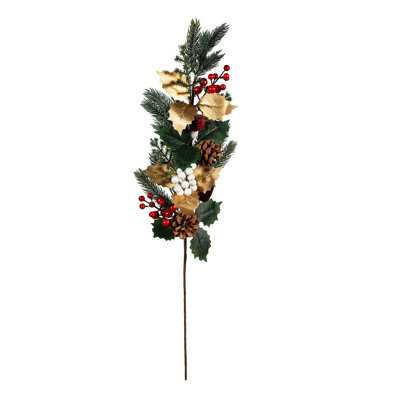Artificial Pine Cone and Berry Stem, 24"H