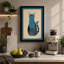 Geometric Blue Cat Mid-Century - Wrapped Canvas-1277903244-1277903254