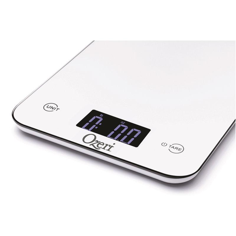 Balance de cuisine numérique Ozeri Touch (édition 12 lb) en verre trempé, Blanc