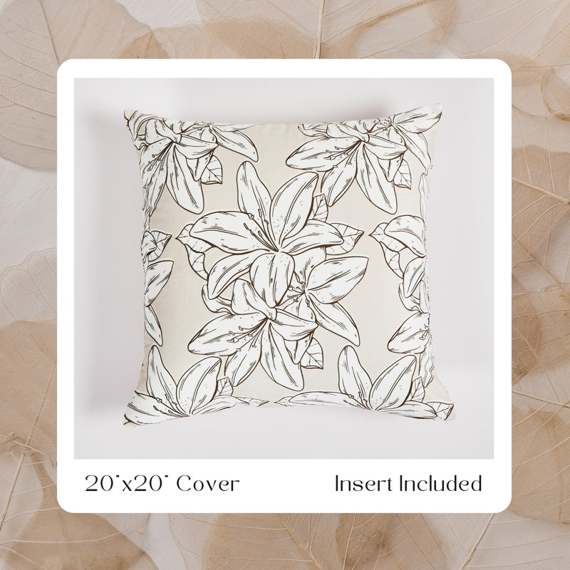 Floral Cream Throw Pillow 20"