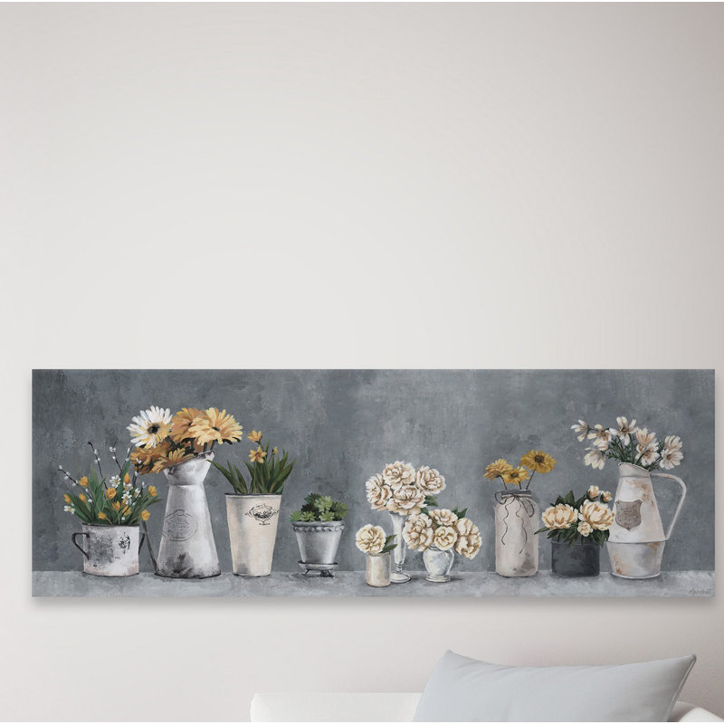 Rustic Floral Arrangement on Canvas Wall Art, 15" x 45"