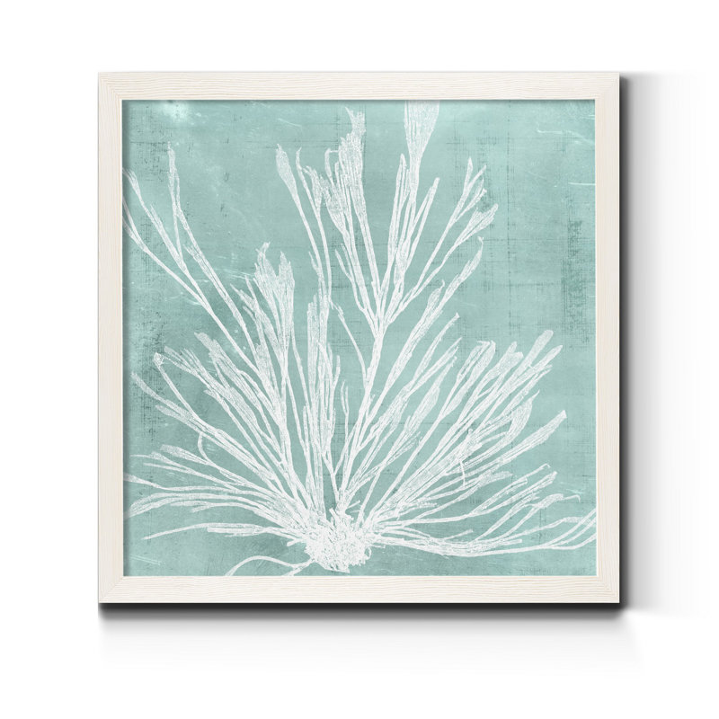 Algue sur Aqua IX-imprimé, H 27,5 po x l 27,5 po x P 1,5 po, Toile blanche encadrée