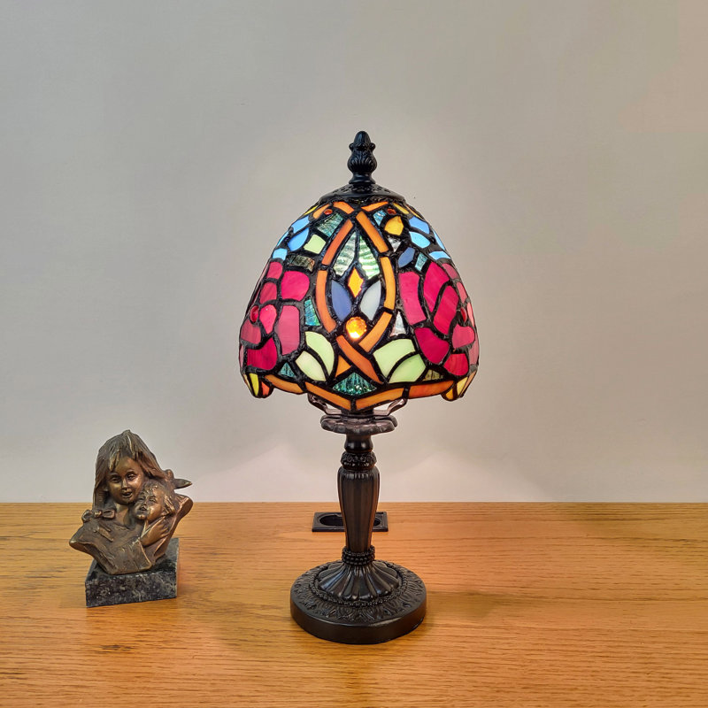 Tiffany Style Mini Table Lamp — Rose