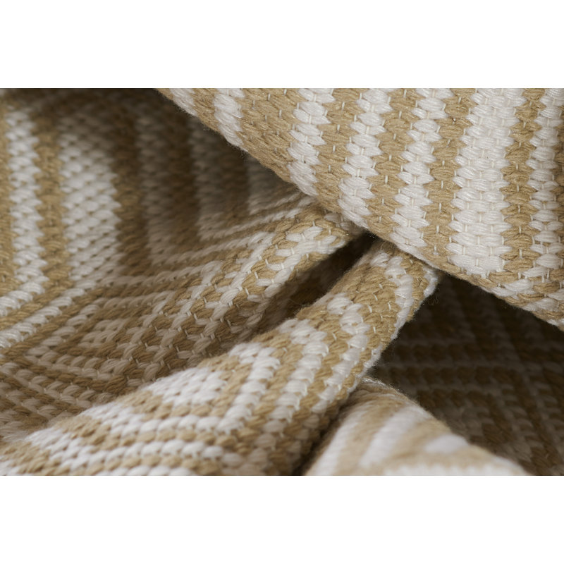 Beige Geometric Flat Woven Synthetic 2' x 3' Rug