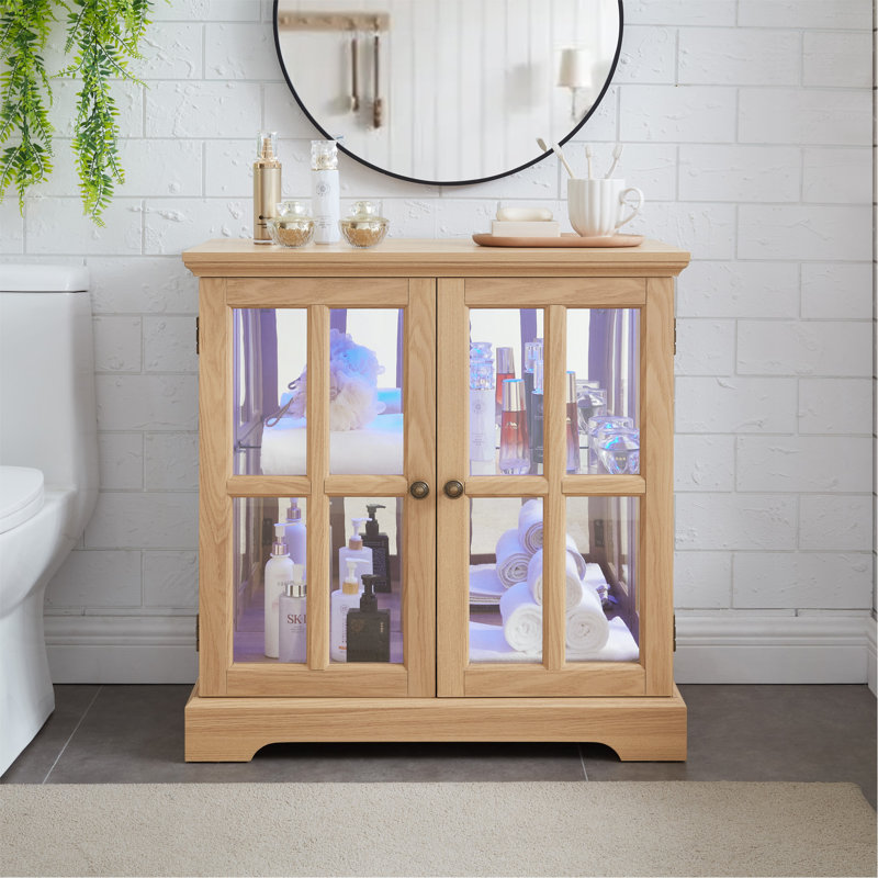 LED Curio Display Cabinet, Oak