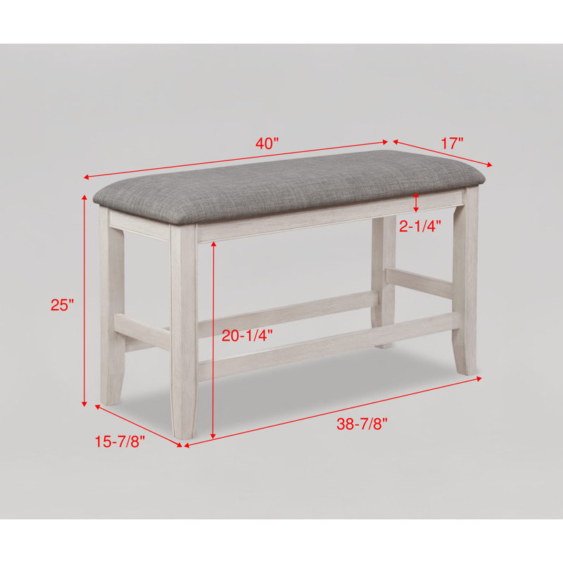 Banc de salle à manger à hauteur de comptoir blanc Fulton