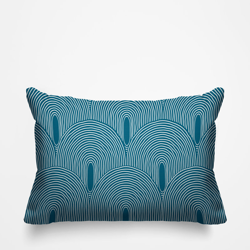 Roli Abstract Outdoor Reversible Throw Pillow, Turquoise, 14"H x 20"W