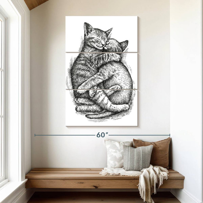 Deux chats câlins Brampt, H 50 po x l 32 po