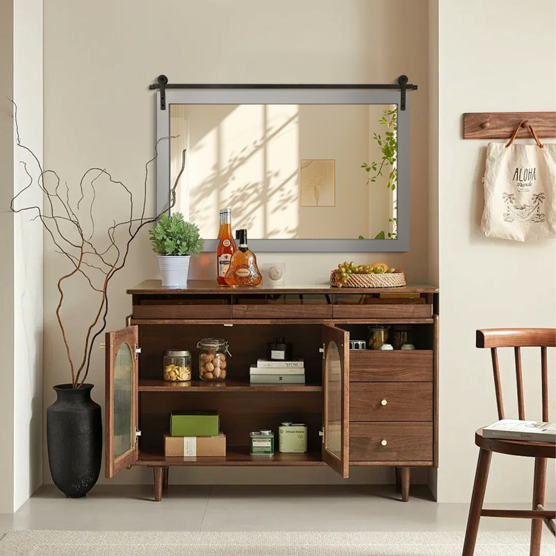  Miroir d'appoint rectangulaire moderne, Gris, 26 po x 40 po