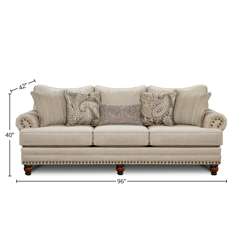 Canapé rembourré 96 po Pelotas, 100 % polyester beige