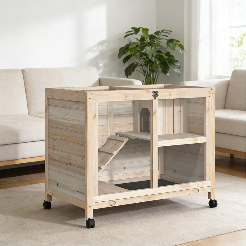 Cage à lapin, petit clapier à lapin, maison pour animaux spacieuse, Naturel