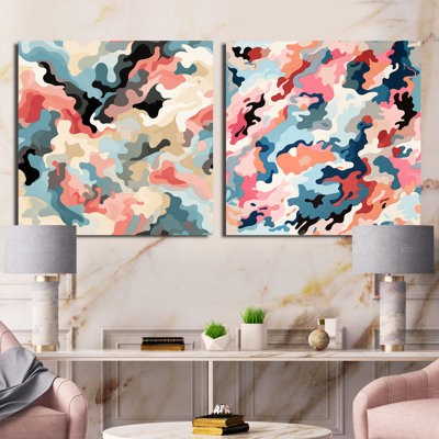 Soft Colour Fusion Ideational Current - Abstract Square Collage Set Of 2