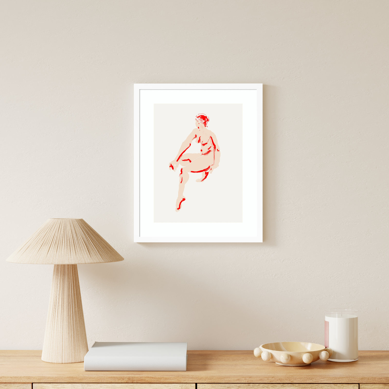 Naked Woman by Francesco Gulina Wood Framed Wall Art Print, White, 21" H x 17" W