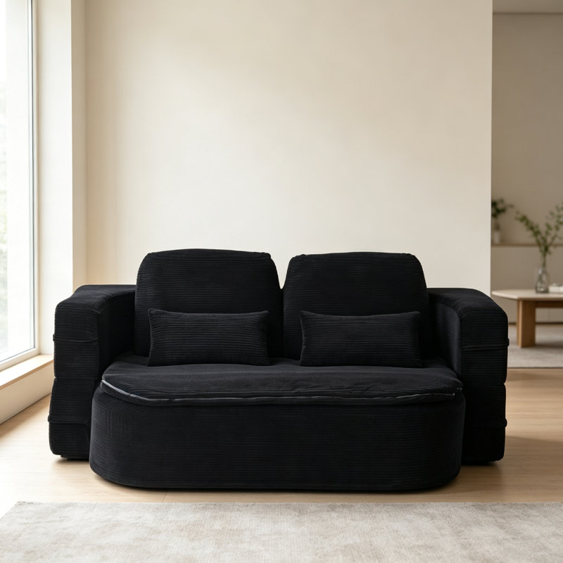 Canapé-lit pliable convertible en mousse, Noir