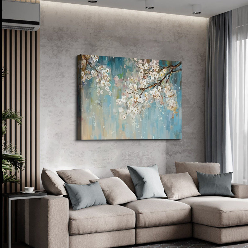 Sakura, aquarelle sur toile, H 12 po x l 18 po x P 1,5 po
