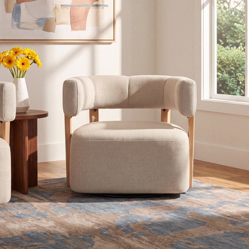 Lawler Upholstered Barrel Back Swivel Arm Chair