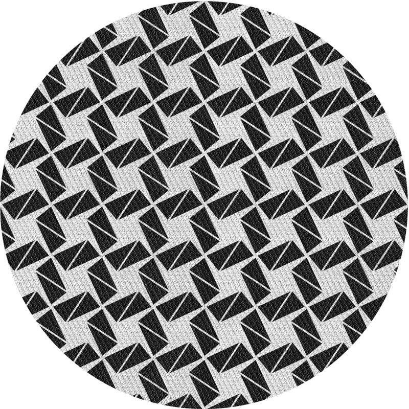 Tapis décoratif à motif géométrique noir Schaffner, Rond 3 pi
