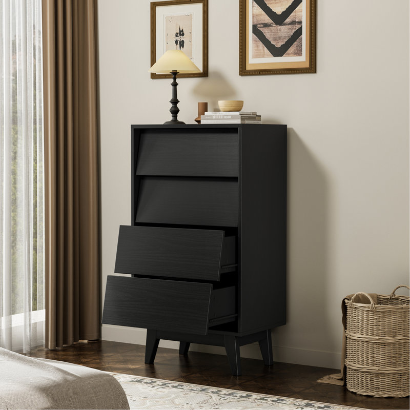 Commode de chambre noire - 4 tiroirs pour un rangement parfait de 4 unités