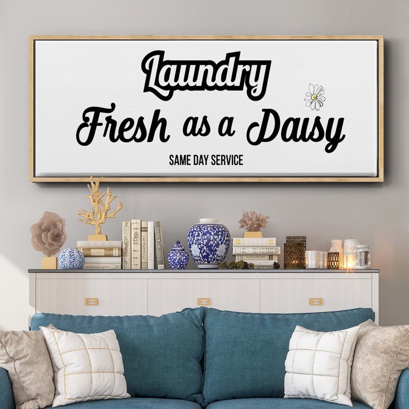Daisy Laundry- Framed Canvas, 8" H x 20" W